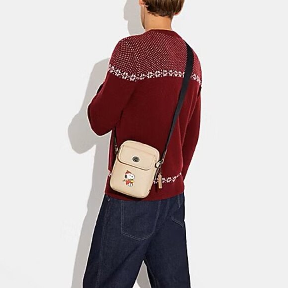 Coach X Peanuts Heritage Crossbody With Snoopy Motif Ivory Multi CE613 - Picture 4 of 9